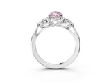 White gold Three-Stone Fancy Pink Marquise Cut Diamond Ring with Pear  Side Stones in Four-Prong Setting_15