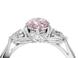 White gold Three-Stone Fancy Pink Marquise Cut Diamond Ring with Pear  Side Stones in Four-Prong Setting_16