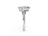 White gold Three-Stone Fancy Pink Marquise Cut Diamond Ring with Round  Pavé Band and Prong Setting_155