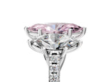 White gold Three-Stone Fancy Pink Marquise Cut Diamond Ring with Round  Pavé Band and Prong Setting_158