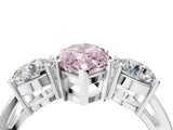 White gold Three-Stone Fancy Pink Marquise Cut Diamond Ring with Round Side Stones, Classic Band, and Four-Prong Setting_40