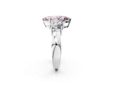 White gold Three-Stone Fancy Pink Marquise Cut Diamond Ring with Round Side Stones, Classic Band, and Four-Prong Setting_44