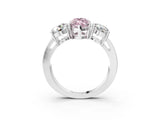 White gold Three-Stone Fancy Pink Marquise Cut Diamond Ring with Round Side Stones, Classic Band, and Four-Prong Setting_45