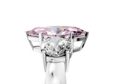White gold Three-Stone Fancy Pink Marquise Cut Diamond Ring with Round Side Stones, Classic Band, and Four-Prong Setting_47