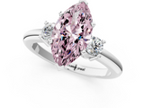 White gold Three-Stone Fancy Pink Marquise  Cut Diamond Solitaire with Prong Setting and Classic Band_38