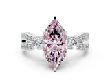 White gold Three-Stone Fancy Pink Marquise  Cut Diamond Twist Band with Prong Setting_50