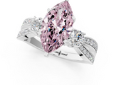 White gold Three-Stone Fancy Pink Marquise  Cut Diamond Twist Band with Prong Setting_56