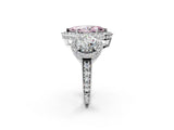 White gold Three-Stone Fancy Pink Marquise Cut Halo Diamond Milgrain Band with Four-Prong Setting_2