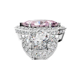 White gold Three-Stone Fancy Pink Marquise Cut Halo Diamond Milgrain Band with Four-Prong Setting_5
