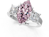 White gold Three-Stone Fancy Pink Marquise  Cut Solitaire Ring with Prong Setting_4