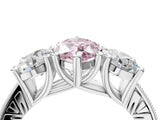 White gold Three-Stone Fancy Pink Marquise  Diamond Milgrain Pave Band with Prong Setting 4
