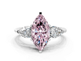 White gold Three-Stone Fancy Pink Marquise  Diamond Ring with Pear Side Stones in Four-Prong Setting_24