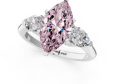 White gold Three-Stone Fancy Pink Marquise  Diamond Ring with Pear Side Stones in Four-Prong Setting_25