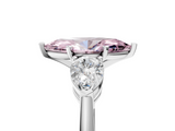 White gold Three-Stone Fancy Pink Marquise  Diamond Ring with Pear Side Stones in Four-Prong Setting_29