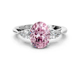 White gold Three-Stone Fancy Pink Oval Cut Brilliant Diamond Solitaire Ring with Tapered Band and Four-Prong Setting_31