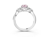 White gold Three-Stone Fancy Pink Oval Cut Brilliant Diamond Solitaire Ring with Tapered Band and Four-Prong Setting_34