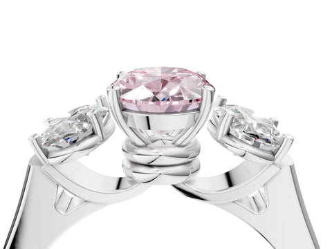 White gold Three-Stone Fancy Pink Oval Cut Brilliant Diamond Trellis Ring with Comfort Fit Band_16