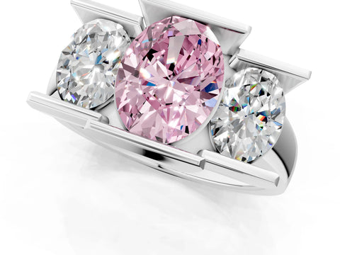 White gold Three Stone Fancy Pink Oval Cut Cut Channel Set Diamond Ring_37
