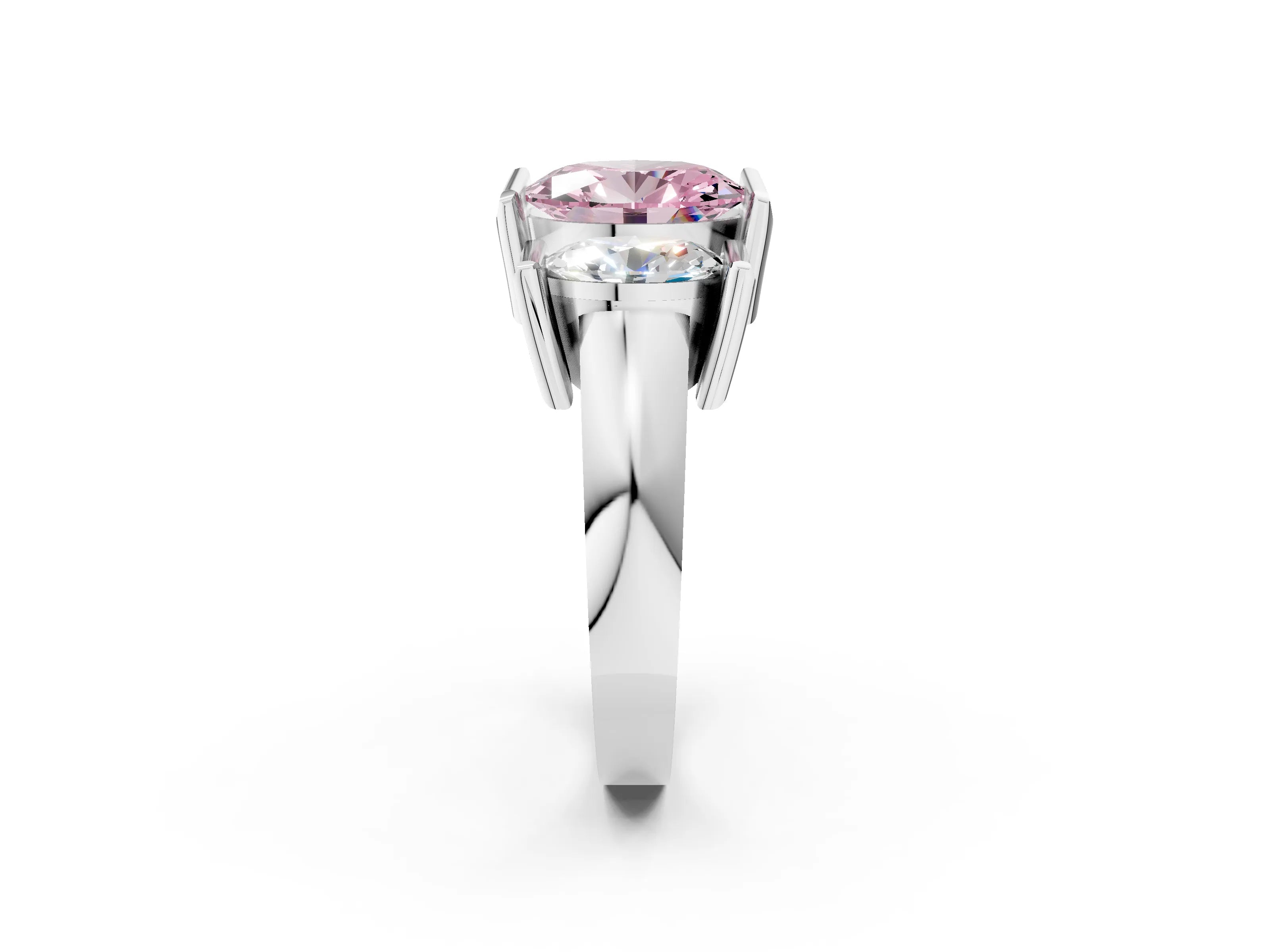 White gold Three Stone Fancy Pink Oval Cut Cut Channel Set Diamond Ring_38