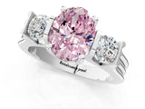 White gold Three-Stone Fancy Pink Oval Cut Cut Classic Band Prong Setting Ring_1