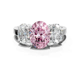 White gold Three-Stone Fancy Pink Oval Cut Cut Diamond Engagement Ring with Flat Band and Four-Prong Setting_12