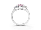 White gold Three-Stone Fancy Pink Oval Cut Cut Diamond Engagement Ring with Flat Band and Four-Prong Setting_15