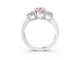 White gold Three-Stone Fancy Pink Oval Cut Cut Diamond Engagement Ring with Flat Band and Four-Prong Setting_15