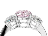 White gold Three-Stone Fancy Pink Oval Cut Cut Diamond Engagement Ring with Flat Band and Four-Prong Setting_17