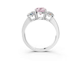 White gold Three-Stone Fancy Pink Oval Cut Cut Diamond Engagement Ring with Flat Band and Four-Prong Setting_3