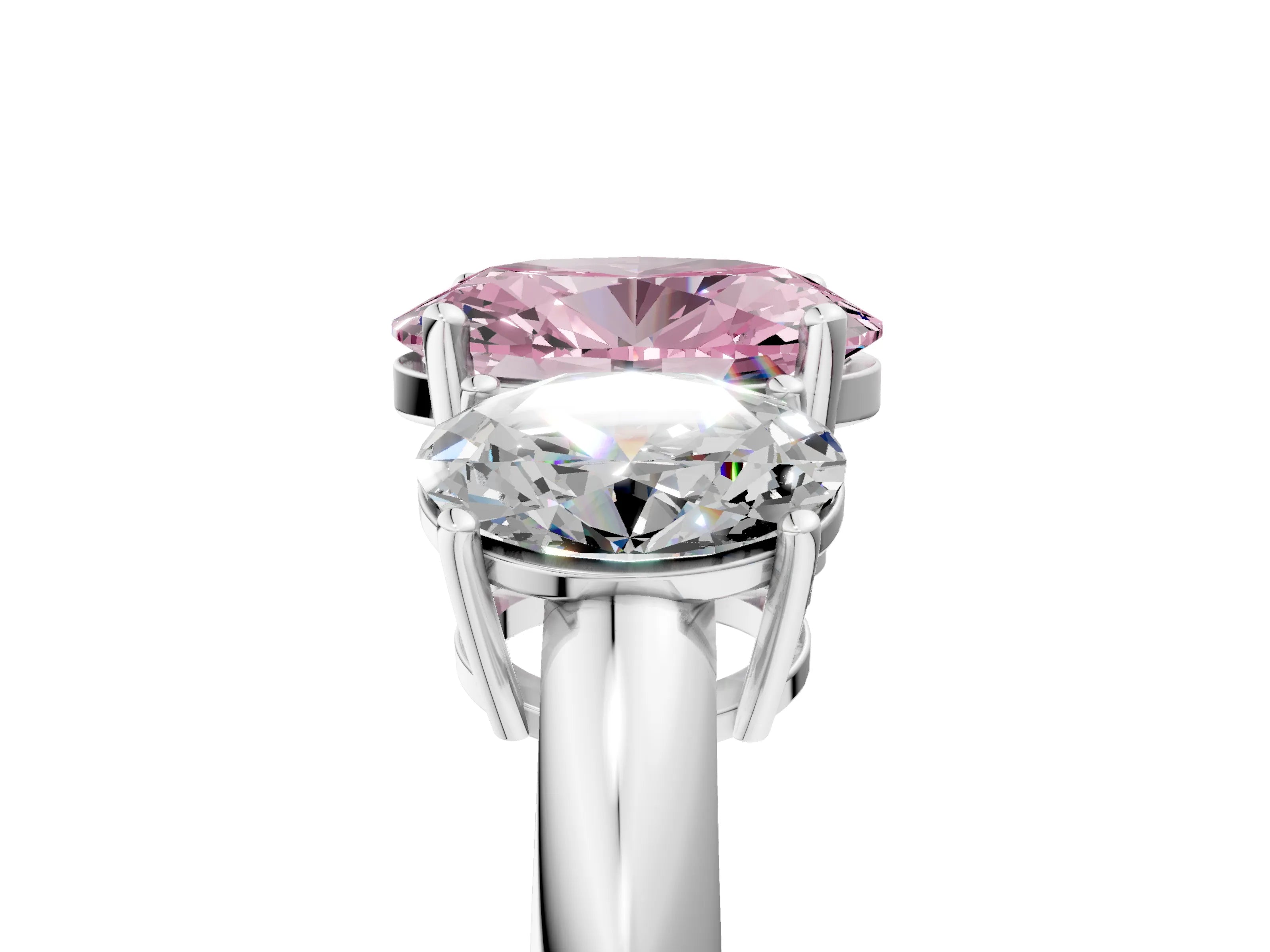 White gold Three-Stone Fancy Pink Oval Cut Cut Diamond Engagement Ring with Prong Setting on a White Gold Band_17