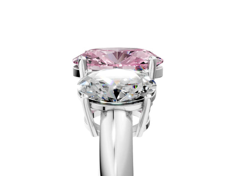 White gold Three-Stone Fancy Pink Oval Cut Cut Diamond Engagement Ring with Prong Setting on a White Gold Band_17