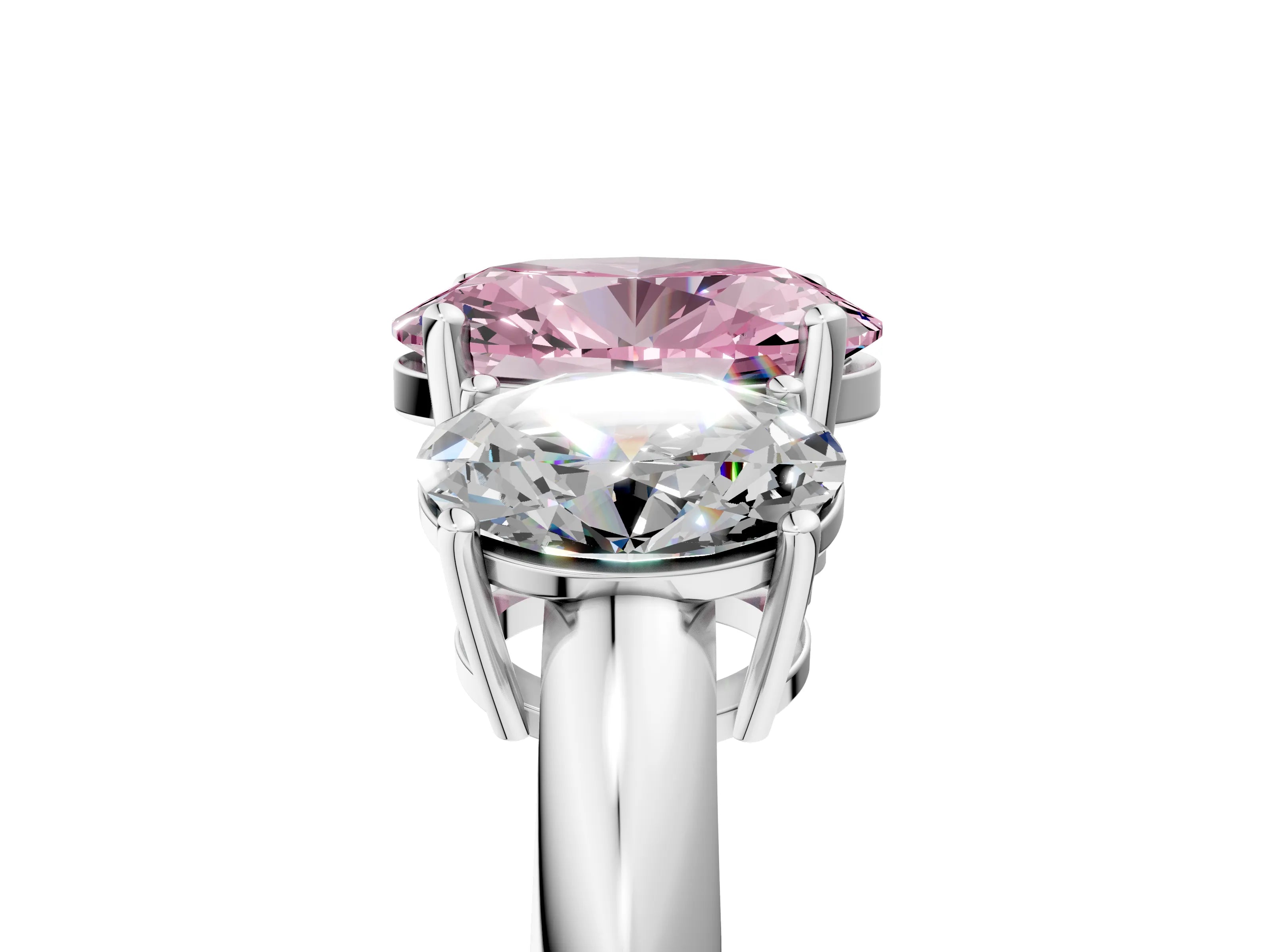White gold Three-Stone Fancy Pink Oval Cut Cut Diamond Engagement Ring with Prong Setting on a White Gold Band_41