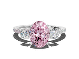 White gold Three-Stone Fancy Pink Oval Cut Cut Diamond Pavé Band with Prong Setting_27