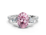 White gold Three-Stone Fancy Pink Oval Cut Cut Diamond Pavé Band with Prong Setting_33