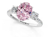 White gold Three-Stone Fancy Pink Oval Cut Cut Diamond Pavé Band with Prong Setting_39