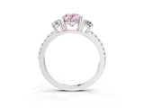 White gold Three-Stone Fancy Pink Oval Cut Cut Diamond Pavé Band with Prong Setting_53