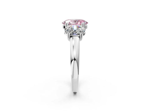 White gold Three-Stone Fancy Pink Oval Cut Cut Diamond Ring with Channel Set Band and Four-Prong Setting_2