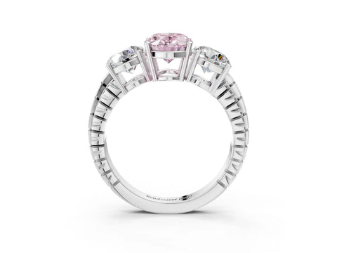 White gold Three-Stone Fancy Pink Oval Cut Cut Diamond Ring with Channel-Set Band and Prong Setting_3