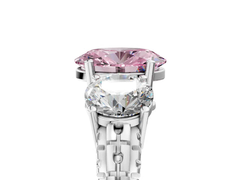 White gold Three-Stone Fancy Pink Oval Cut Cut Diamond Ring with Channel-Set Band and Prong Setting_5