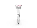 White gold Three-Stone Fancy Pink Oval Cut Cut Diamond Ring with Prong Setting and Classic Band_2