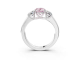White gold Three-Stone Fancy Pink Oval Cut Cut Diamond Ring with Prong Setting and Classic Band_3
