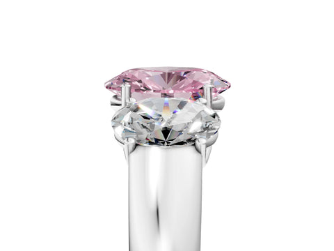 White gold Three-Stone Fancy Pink Oval Cut Cut Diamond Ring with Prong Setting and Classic Band_5