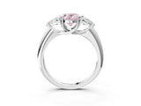 White gold Three-Stone Fancy Pink Oval Cut Cut Diamond Ring with Trillion Side Stones and Four-Prong Setting_14
