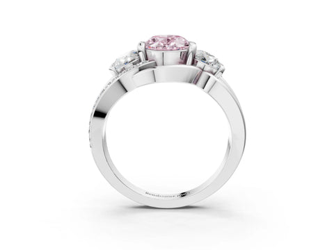 White gold Three-Stone Fancy Pink Oval Cut Cut Diamond Split Shank Prong Set Ring_15