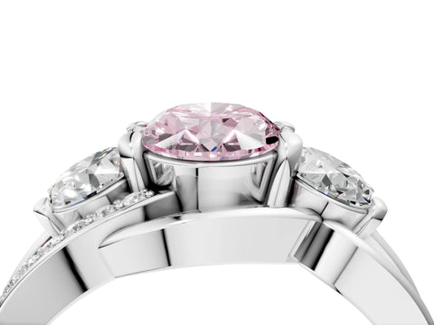 White gold Three-Stone Fancy Pink Oval Cut Cut Diamond Split Shank Prong Set Ring_4