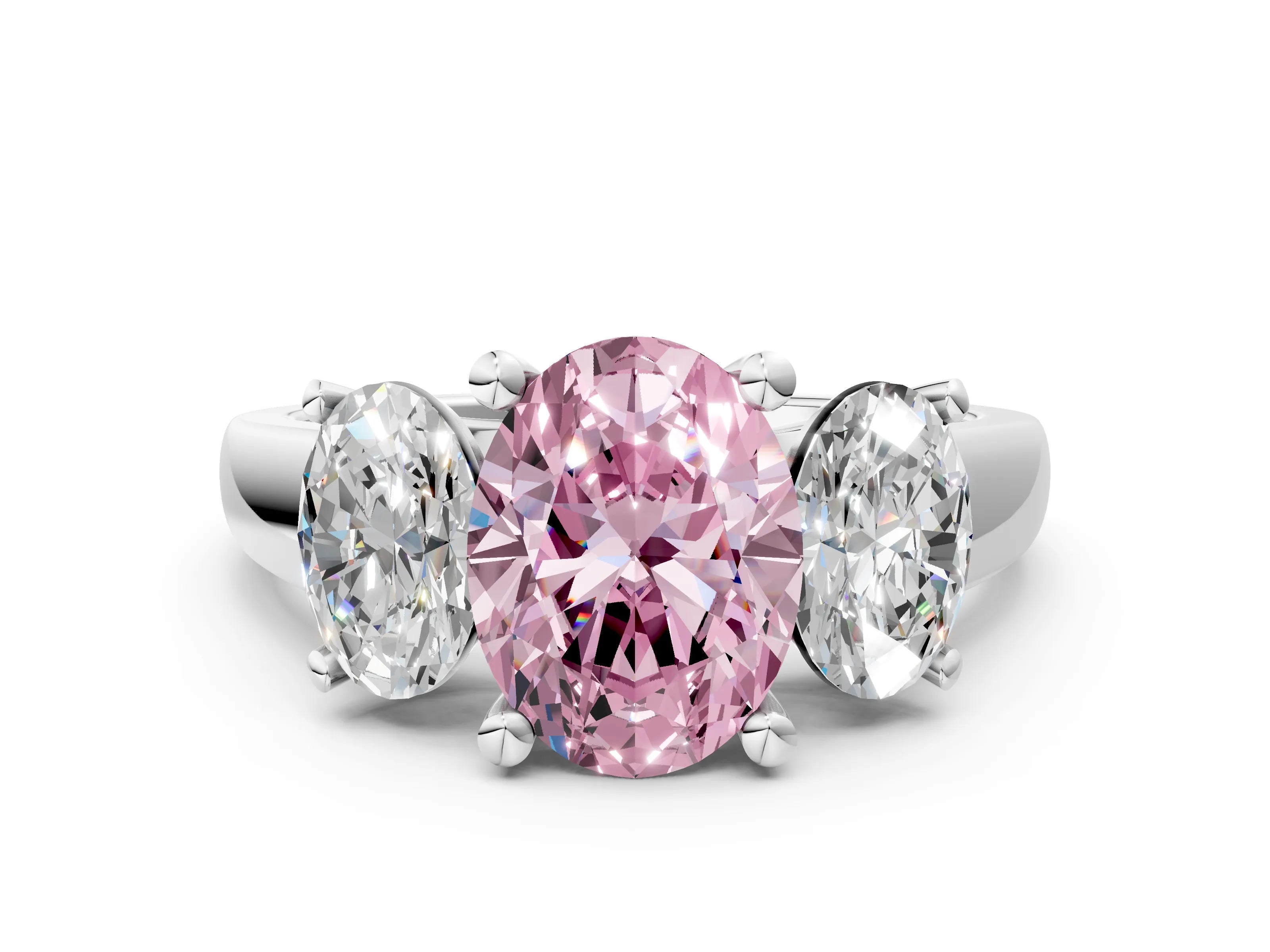 White gold Three-Stone Fancy Pink Oval Cut Cut Solitaire Ring with Classic Prong Setting_12