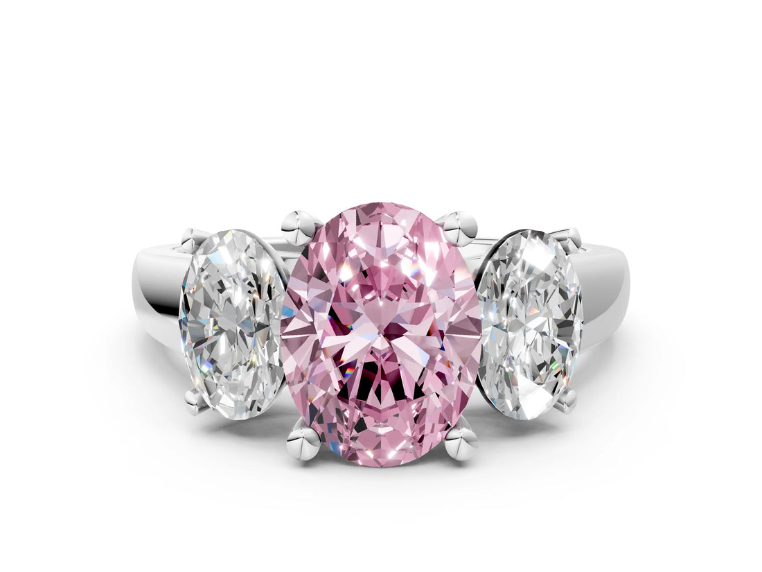 White gold Three-Stone Fancy Pink Oval Cut Cut Solitaire Ring with Classic Prong Setting_12