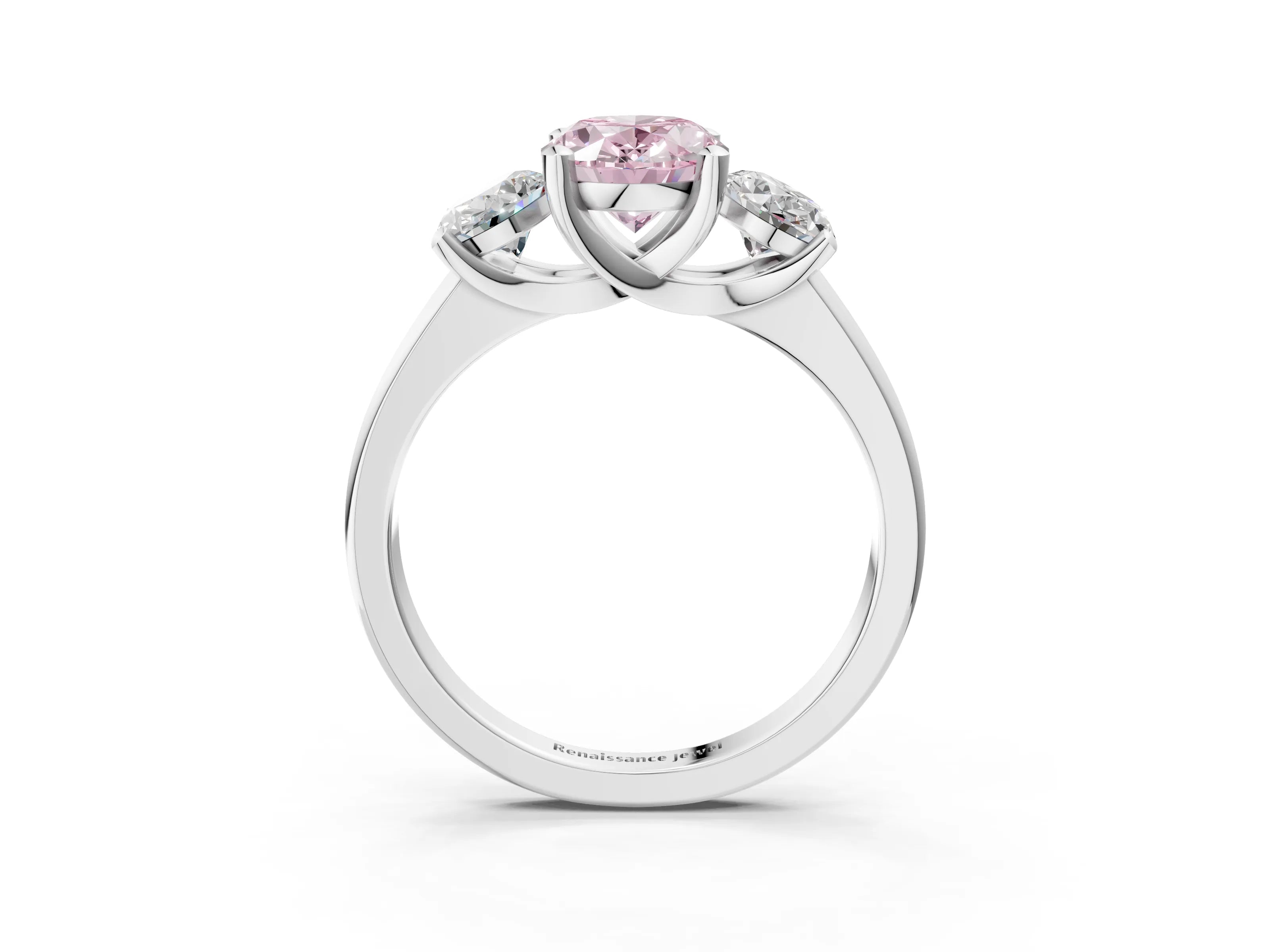 White gold Three-Stone Fancy Pink Oval Cut Cut Solitaire Ring with Classic Prong Setting_15