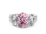 White gold Three-Stone Fancy Pink Oval Cut Diamond Braided Band Ring with Four-Prong Setting_32
