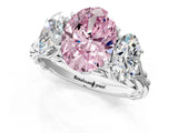 White gold Three-Stone Fancy Pink Oval Cut Diamond Braided Band Ring with Four-Prong Setting_33
